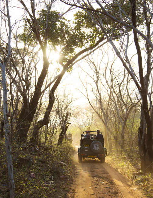Ranthambore, India - May 22, 2015: Tourists on safari