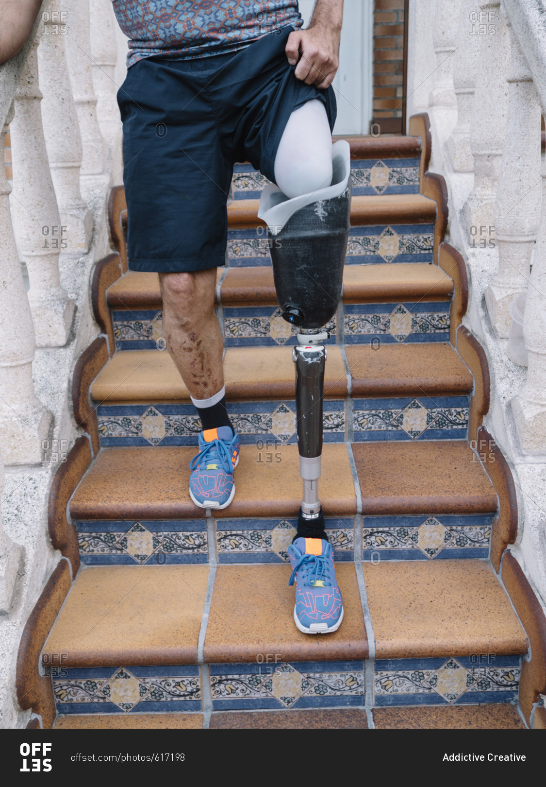 Disable man with a prosthetic equipment stock photo - OFFSET