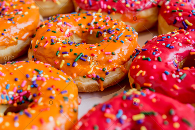 Arlington, VA - July 26, 2016: Orange and Pink Dunkin ...