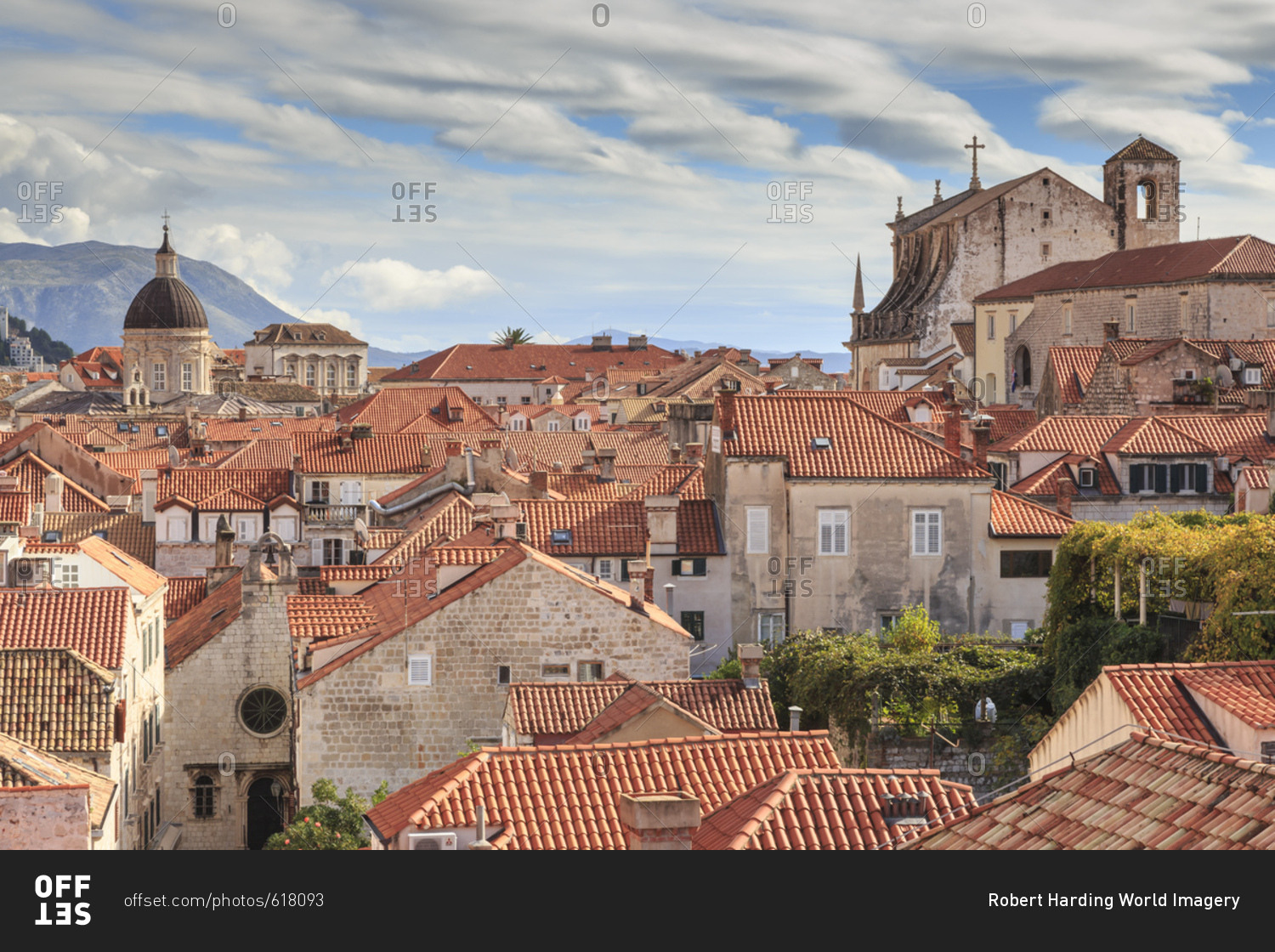 Spectacular Old Town view with unusual clouds, from City Walls, Dubrovnik, UNESCO World Heritage Site, Dalmatia, Croatia, Europe