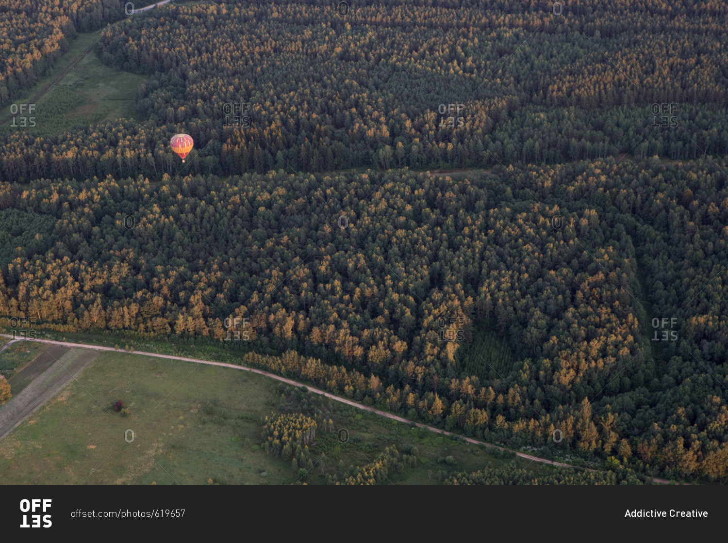 Air balloon on landscape
