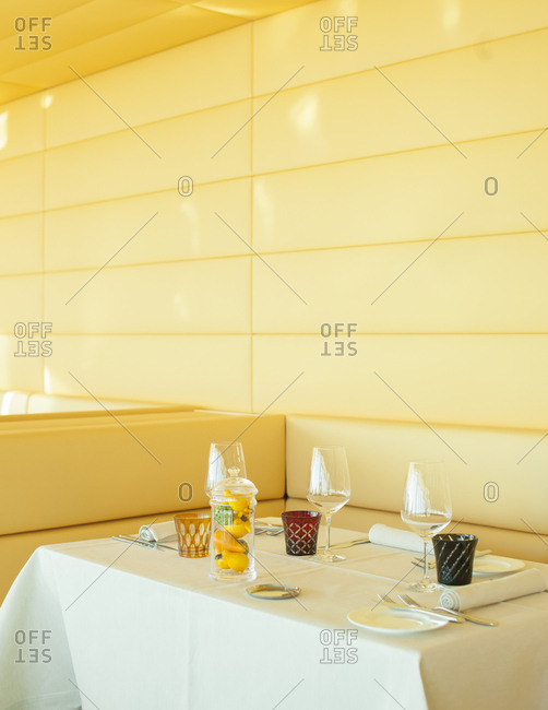 Zurich West, Switzerland - January 7, 2014: The interior of Clouds, a restaurant on the 35th floor of Prime Tower in Zurich West, Switzerland