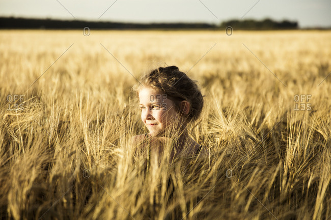 Girl in grain field