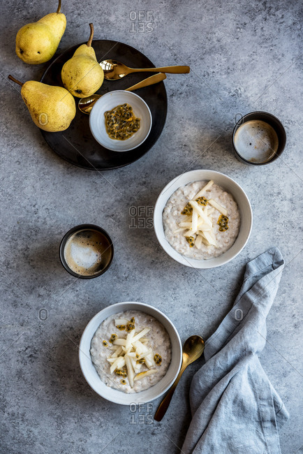 Pear and passion fruit meal