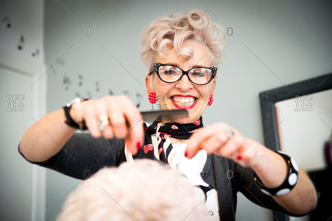 Woman working in hair salon