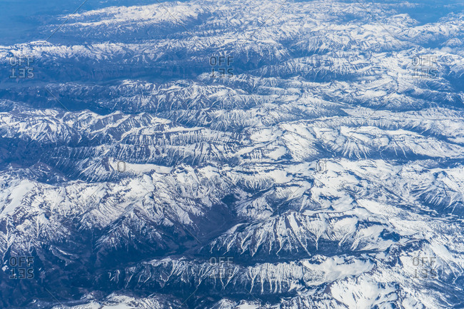 Mountain range in snow