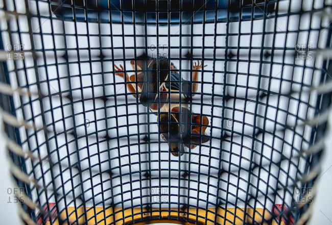 Girl walking on playground equipment