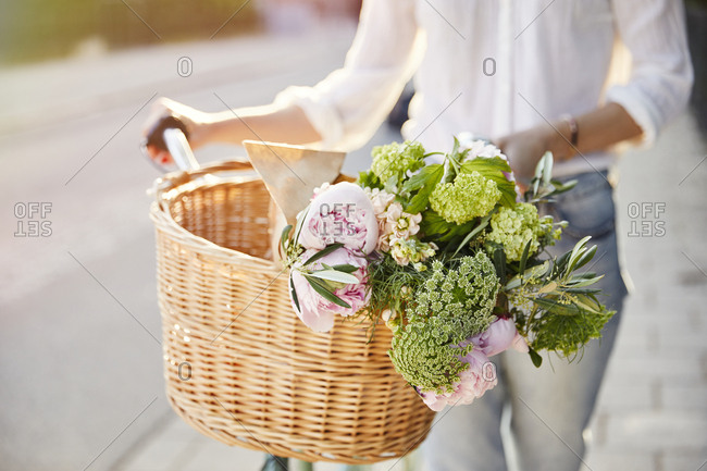 Flowers in bicycle basket - Offset