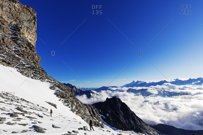 View to Mont Blanc in France from Grand Combin, Valais, Swiss Alps, Switzerland, Europe