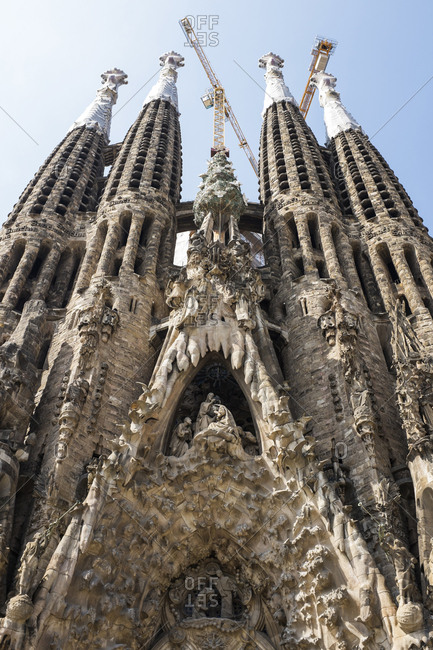 Barcelona, Spain - May 26, 2015: The Sagrada Familia is a large Roman Catholic church in Barcelona, designed by Catalan architect Antoni Gaudi