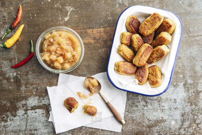 Tater Tots- potato croquettes- with chili apple compote