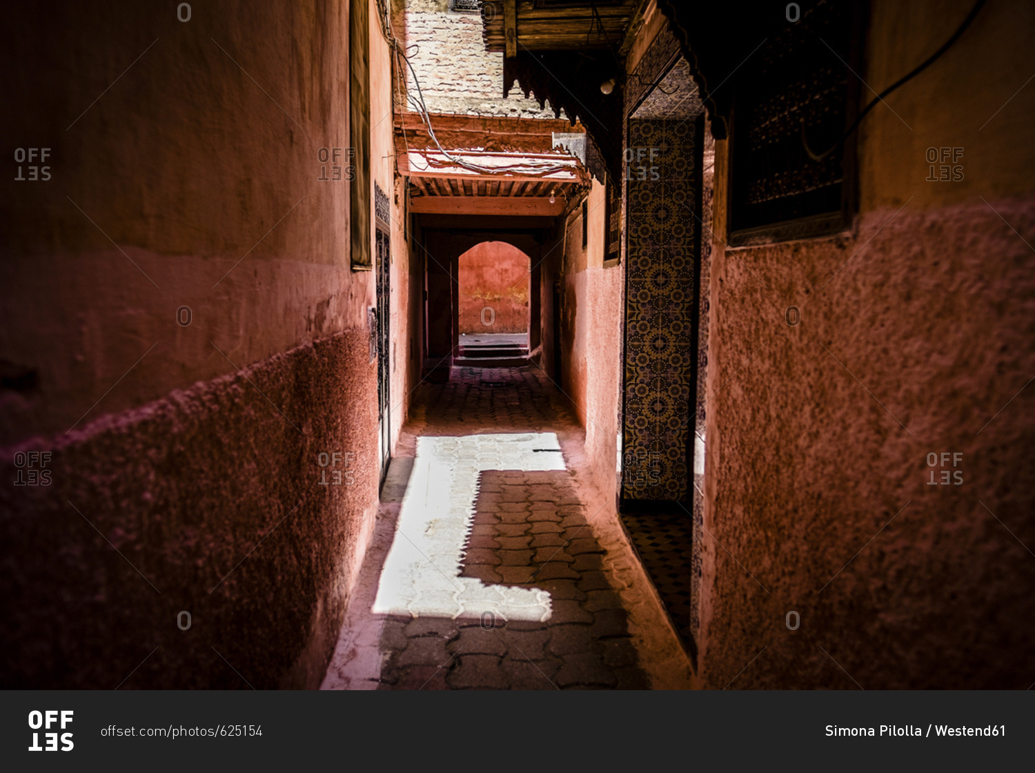 Morocco- red painted alley at Medina