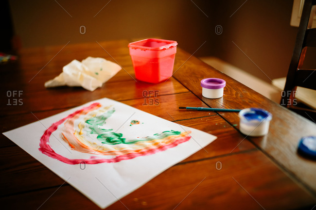 A child's rainbow painting