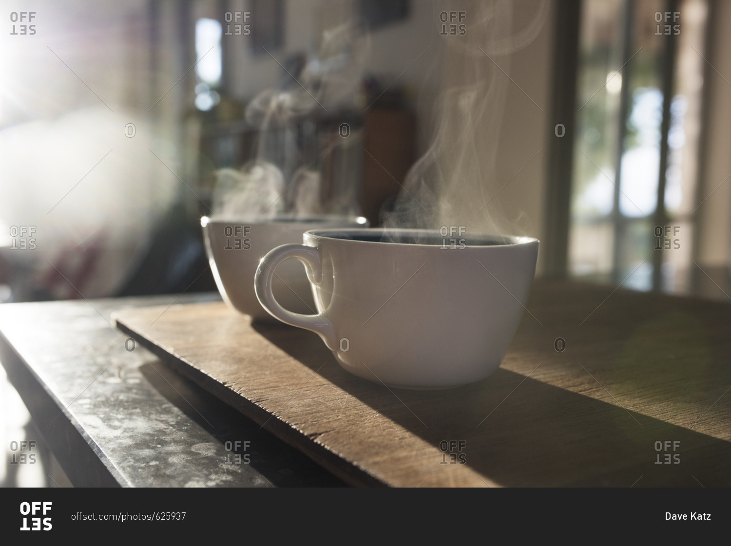 Two cups steaming coffee coffee hi-res stock photography and