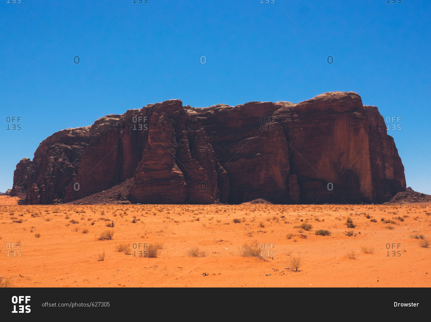 Large rock formation in the Wadi Rum desert, Jordan