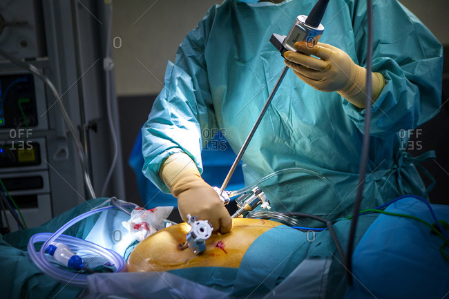 April 7, 2016: Reportage in an operating theatre during a hysterectomy ...