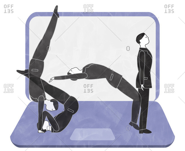 Illustration of man doing a back flip step-by-step