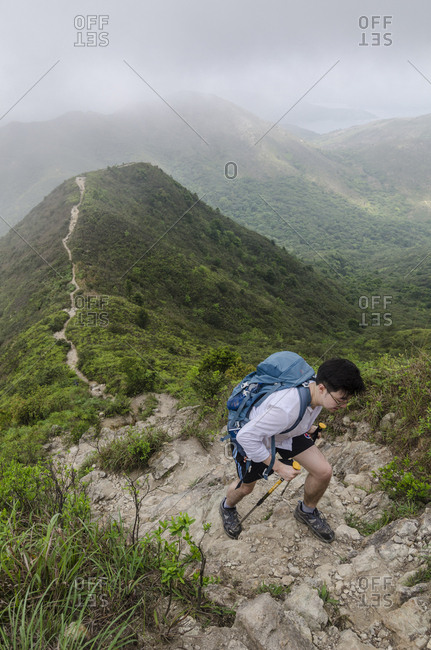 Hong Kong, Hong Kong - April 4, 2015: Hiking in Sai Kung