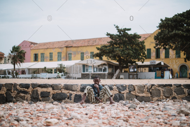 Dakar, Senegal - November 30, 2017: Little beggar on street