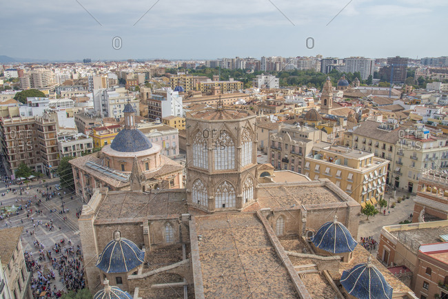 A view of the Diocesan Museum of Valencia Cathedral roof from the Valencia Cathedral, Valencia, Spain, Europe
