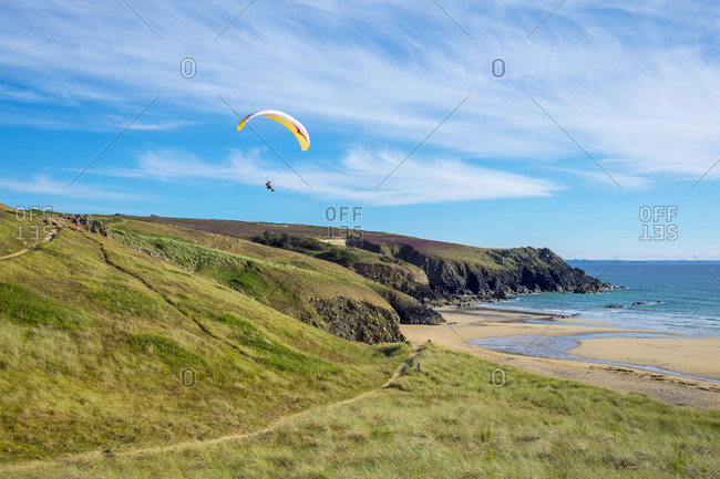 Crozon Bretagne France July 31 2016 Paraglider Flying