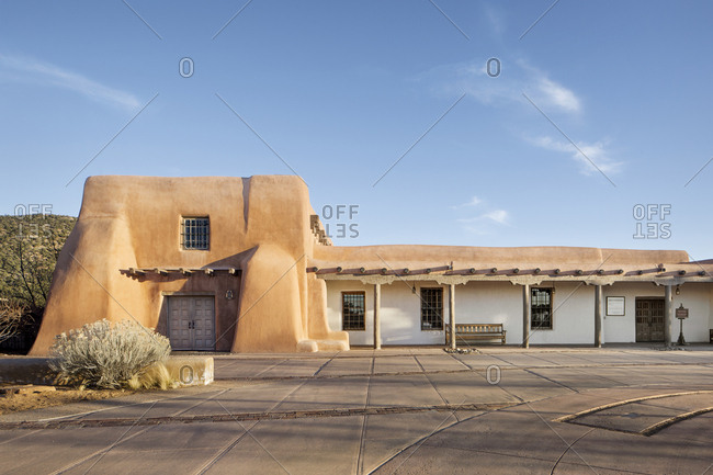 Santa Fe, NM - February 21, 2017: Pueblo style architecture of the Museum of Indian Arts & Culture in Santa Fe, New Mexico