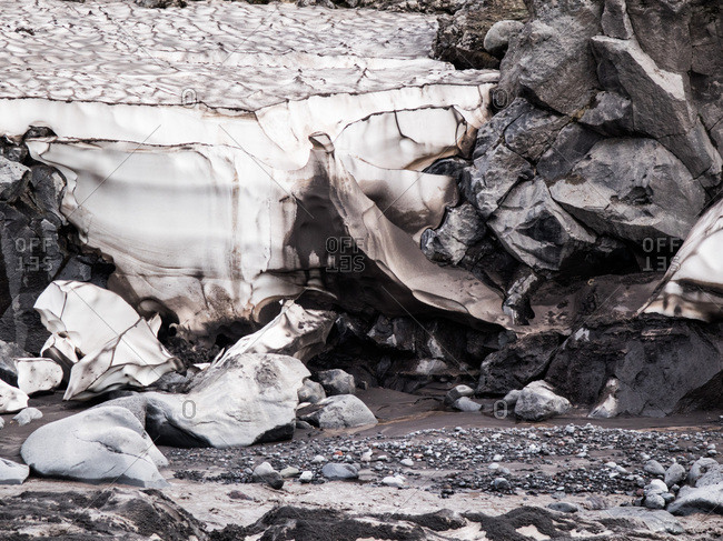 Glacier and volcanic ash in the Kamchatka Peninsula