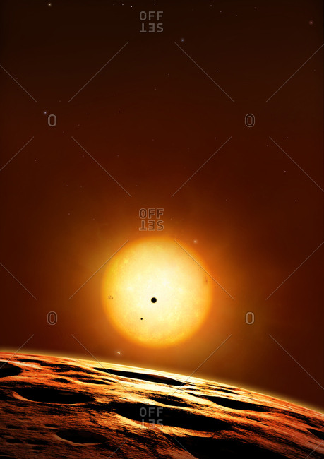 Kepler 444 system of planets, illustration