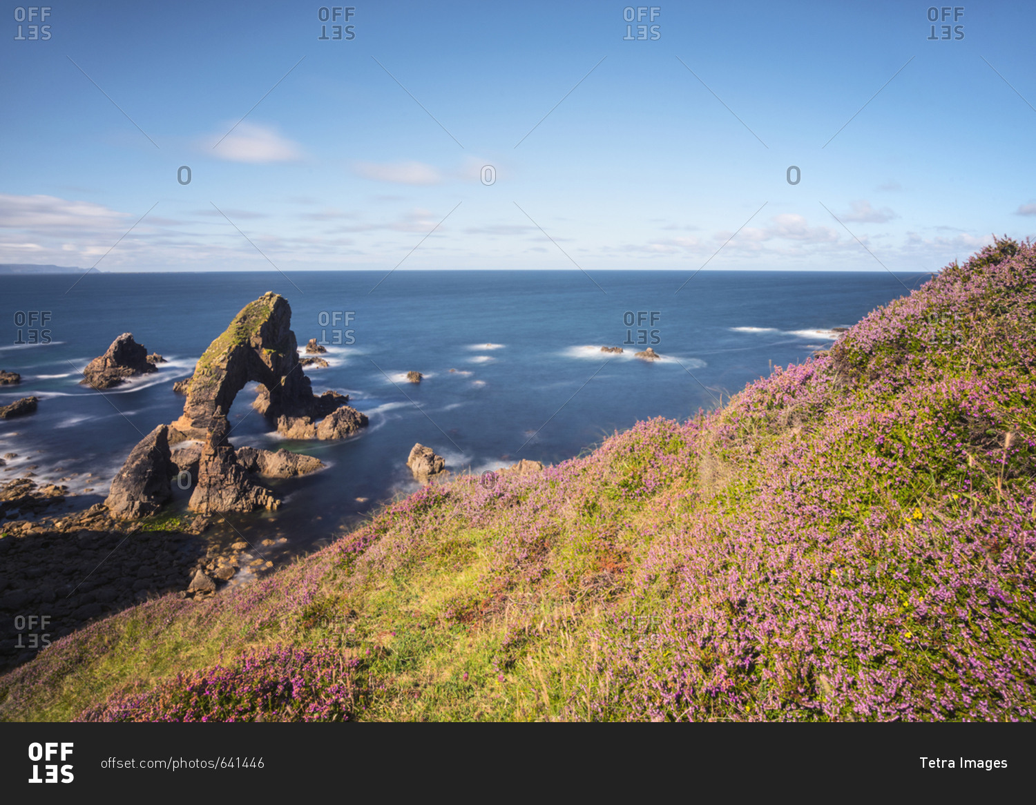 Ireland, Donegal County, Crophy Head Arch and sea stacks