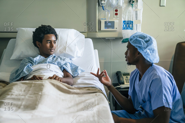 african american newborn baby boy in hospital