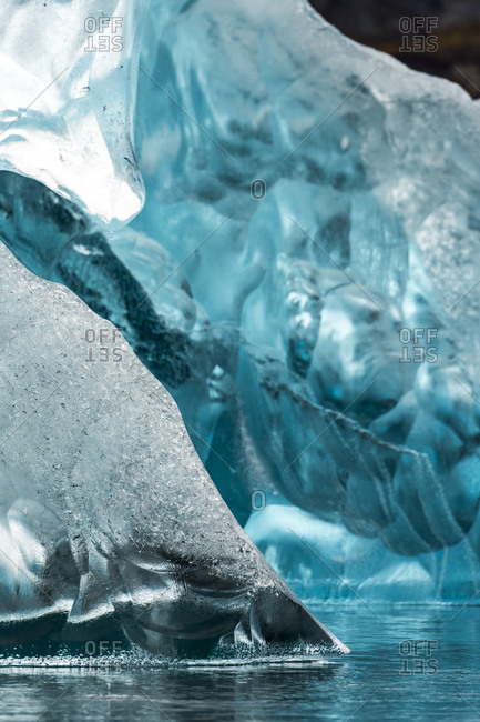 Close up of icebergs in Scoresby Sound in Greenland