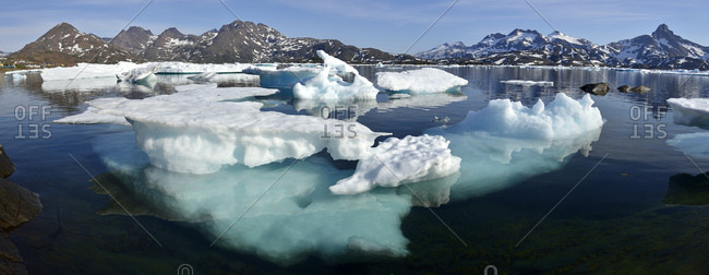 Pack or drift ice in Kong Oscars Havn, Ammassalik Island, Kalaallit Nunaat, East Greenland, Greenland, Greenland, North America