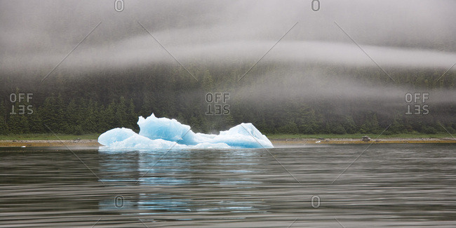 Wafts of mist and iceberg in Endicott Arm, Inside Passage, Southeast Alaska, Alaska, USA, North America