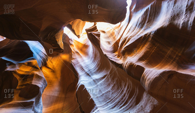 Sandstone formations, light, eroded rock in Slot Canyon, Upper Antelope Canyon, Page, Navajo Nation, Arizona, USA, North America