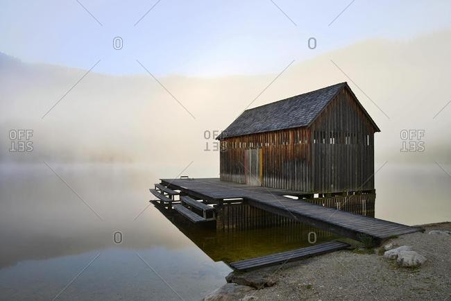 Boathouse on Lake Odensee, Pichl-Kainisch, Styria, Austria, Europe