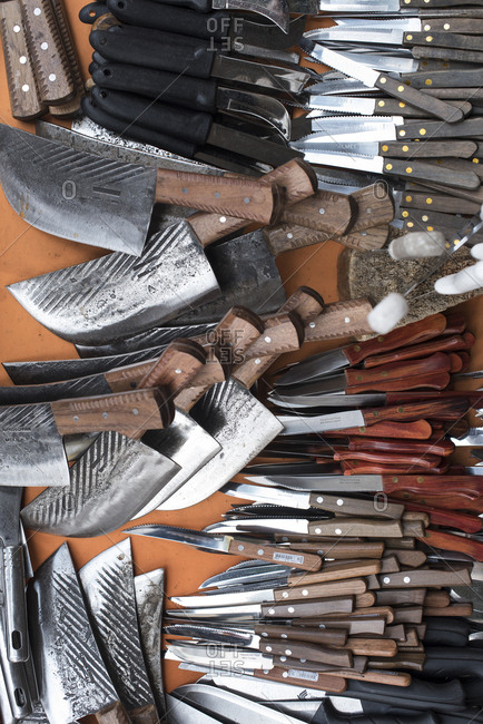 Mexico City - August 29, 2016: Assortment of kitchen knives