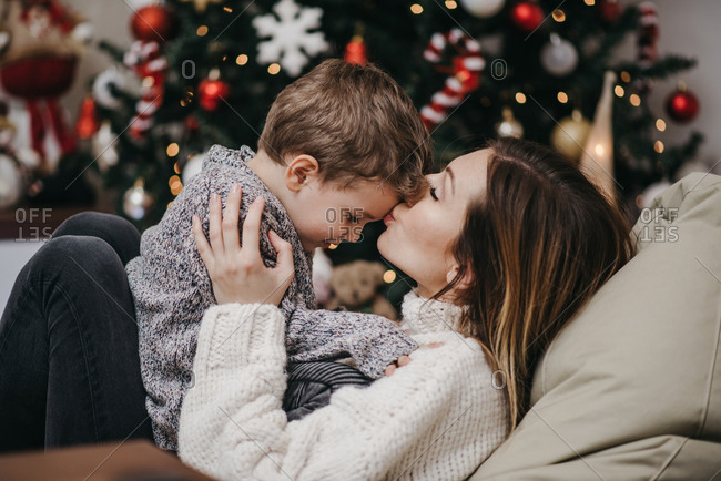 mother and son christmas