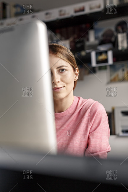 Person Working On Computer Behind Stock Photos Offset