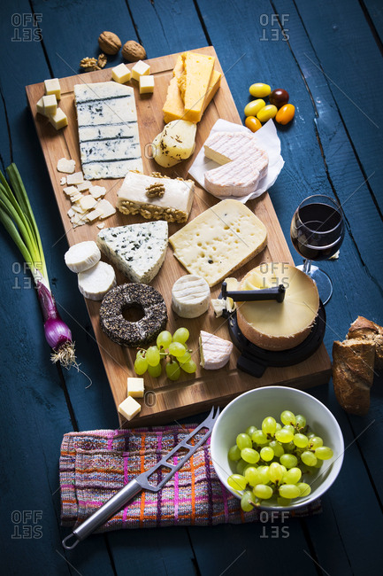 Cheese Platter- cheddar- tete de moine- gorgonzola- goat cheese- french sheep cheese- butter cheese- blue cheese- processed cheese with walnut- pepper cheese- hand cheese- gouda- parmesan