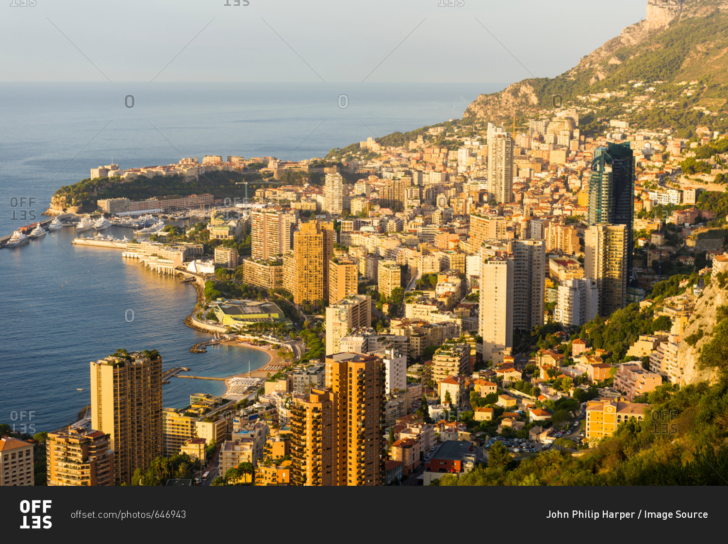 Coastal cityscape with skyscrapers and hotels, Monaco