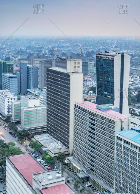 September 26, 2017: Modern buildings downtown Nairobi, Nairobi Area, Kenya, Africa