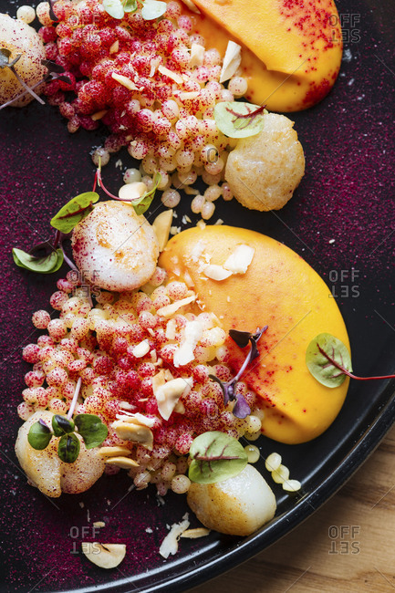 Colorful food served on tray