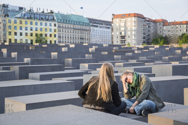 Berlin, Germany - May 6, 2017: Tourists at the Memorial to the Murdered Jews of Europe