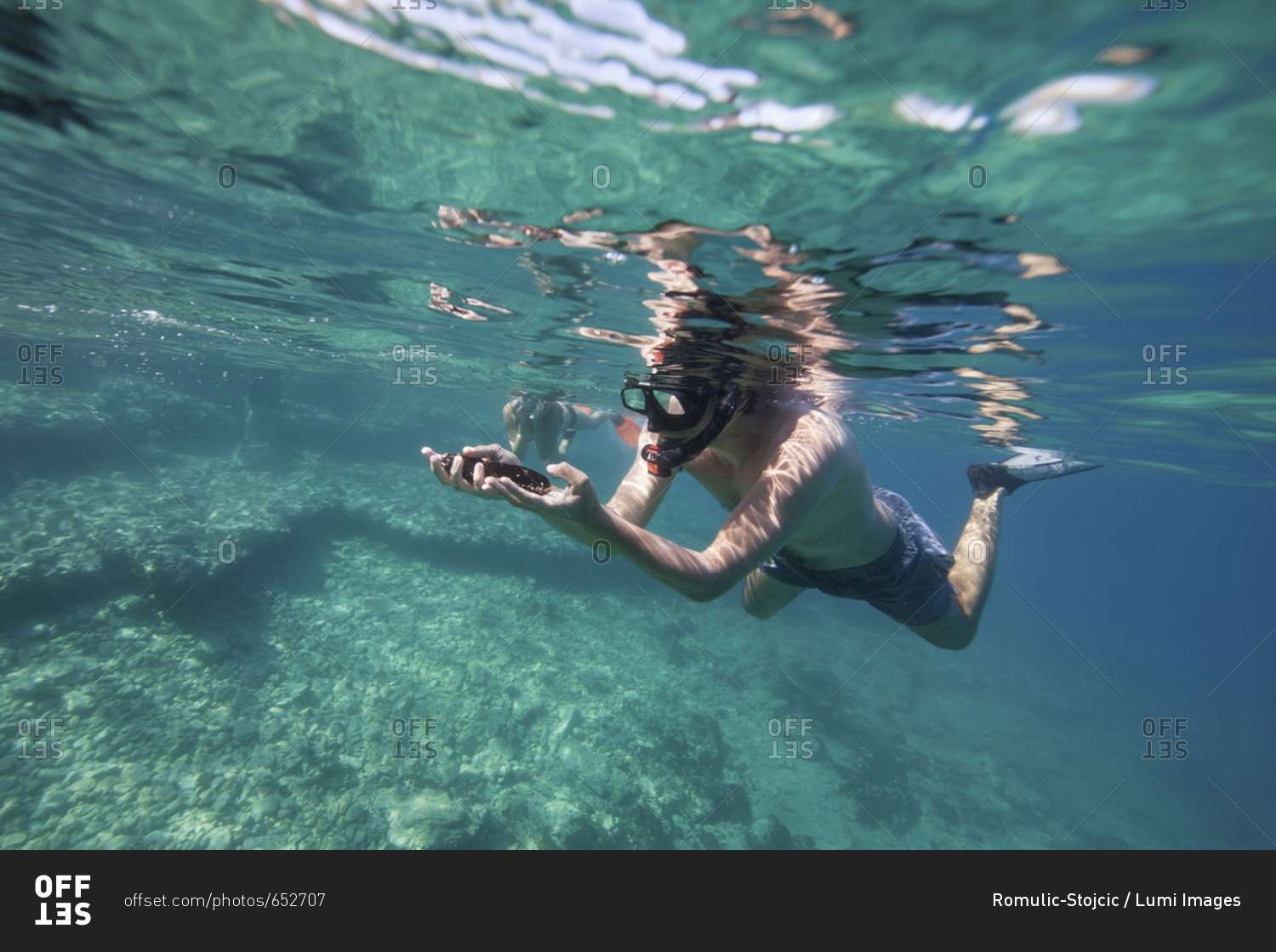 Snorkeler underwater, Adriatic Sea, Dalmatia, Croatia