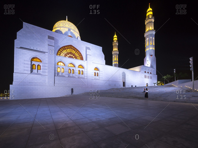 Oman- Muscat- Mohammed Al Ameen Mosque at night