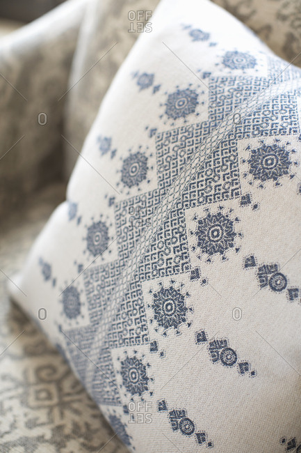 Ornate stitched throw pillow detail