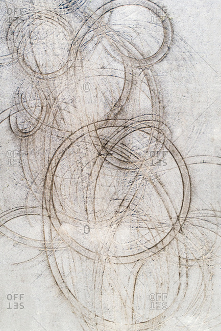 Aerial view of circles in the snow.