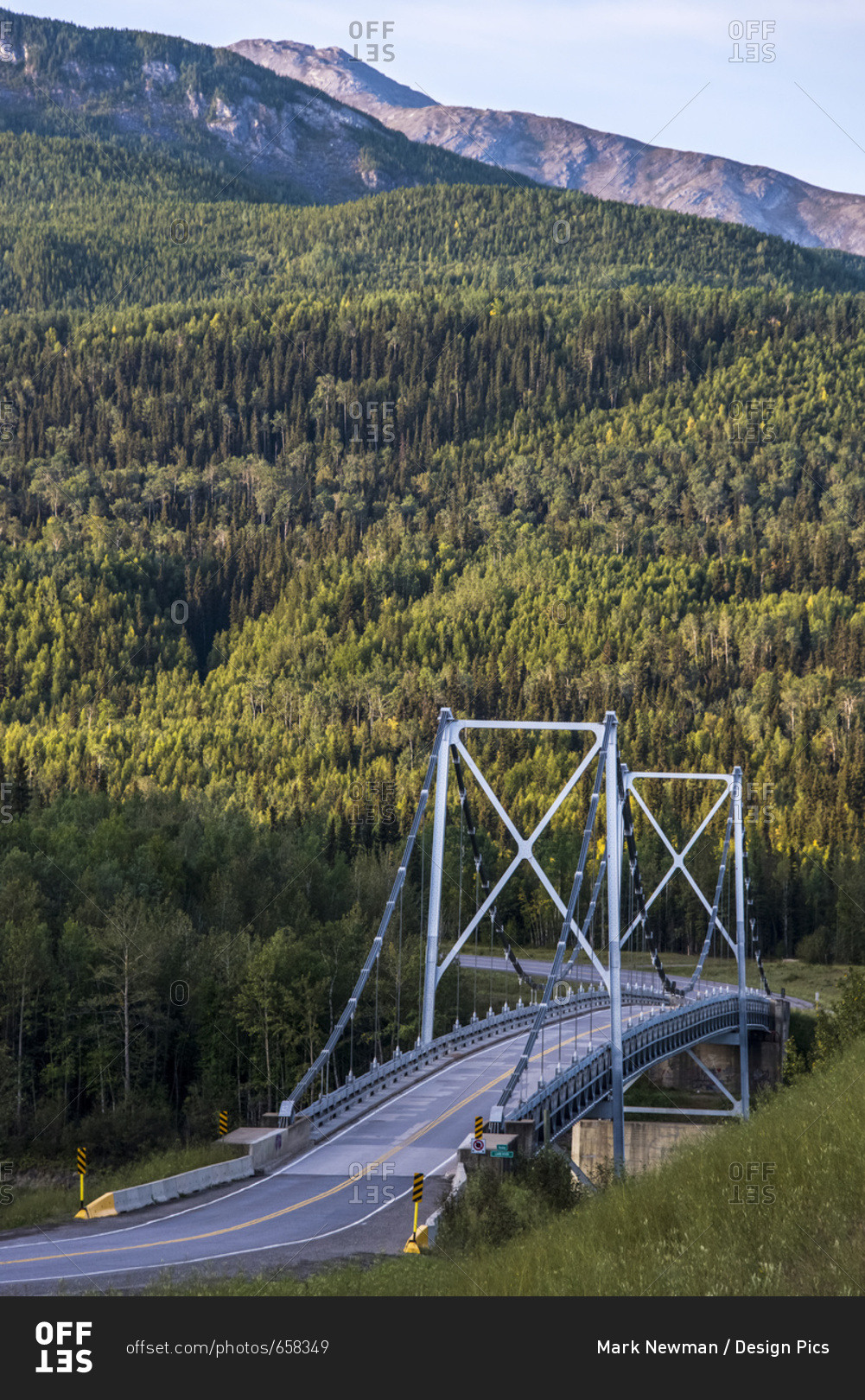 Liard River suspension bridge, last suspension bridge on the Alaska Highway; Liard, British Columbia, Canada