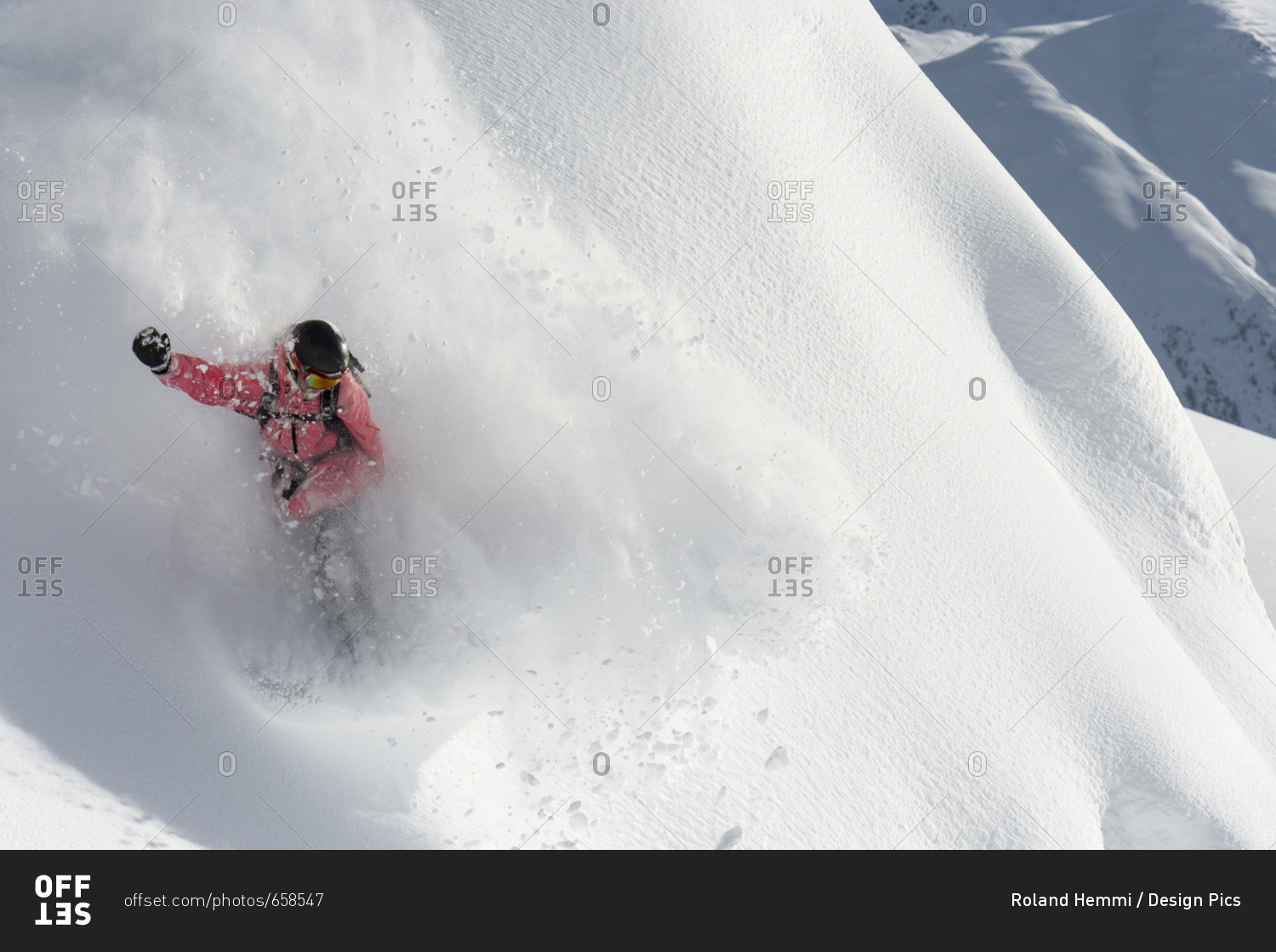 Snowboarding In Powder Snow; St. Moritz, Graubunden, Switzerland