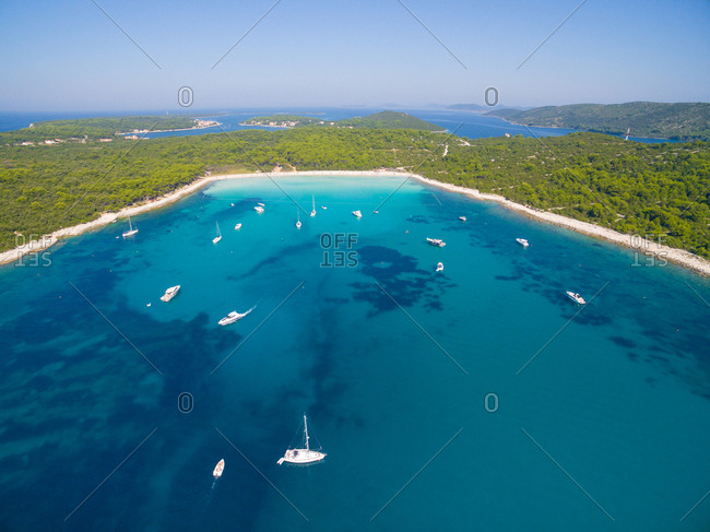 Aerial view of Sakarun bay on the island of Dugi Otok in Croatia
